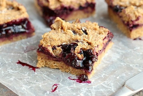 No Sugar Added Blueberry Pie Bars - Oatmeal with a Fork